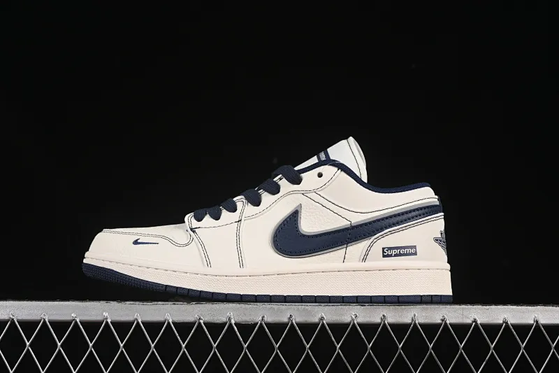 All categories Air Jordan Jordan series basketball shoes Air Jordan 1 Low High-end customized low-top sneakers Air Jordan 1 Low AJ1 Joe 1 Supreme co-branded rice blue hook High-end customized low-top retro basketball shoes XX3168-176